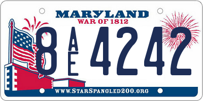 MD license plate 8AE4242