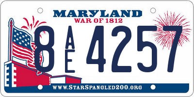 MD license plate 8AE4257