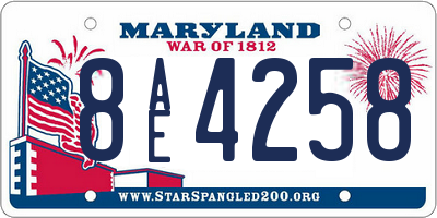 MD license plate 8AE4258