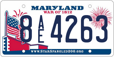 MD license plate 8AE4263