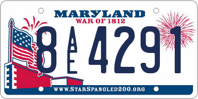 MD license plate 8AE4291