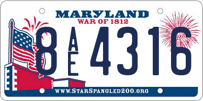 MD license plate 8AE4316