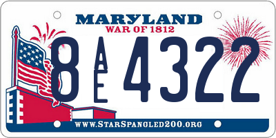 MD license plate 8AE4322