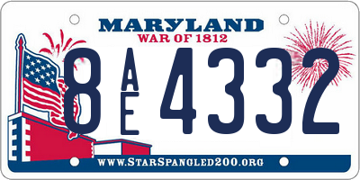 MD license plate 8AE4332