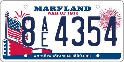 MD license plate 8AE4354