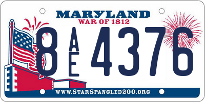 MD license plate 8AE4376