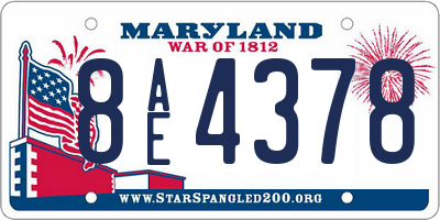 MD license plate 8AE4378