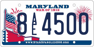 MD license plate 8AE4500