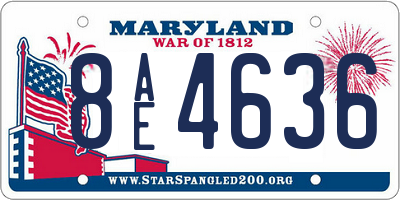 MD license plate 8AE4636