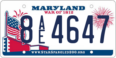 MD license plate 8AE4647