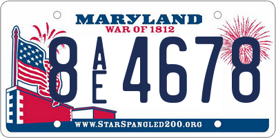 MD license plate 8AE4678