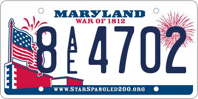 MD license plate 8AE4702