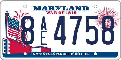 MD license plate 8AE4758