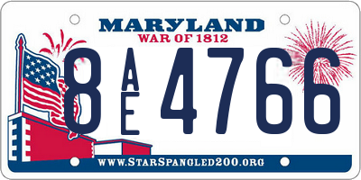 MD license plate 8AE4766