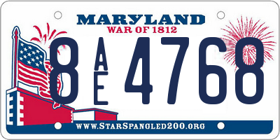 MD license plate 8AE4768