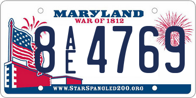MD license plate 8AE4769