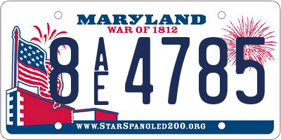 MD license plate 8AE4785