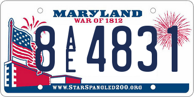 MD license plate 8AE4831