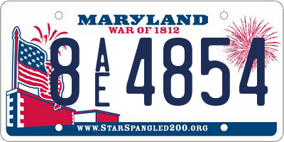MD license plate 8AE4854