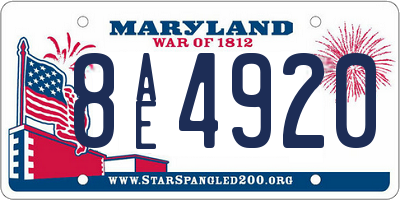 MD license plate 8AE4920