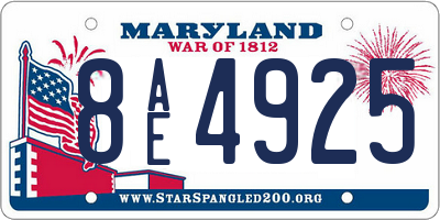 MD license plate 8AE4925