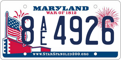 MD license plate 8AE4926