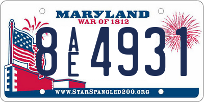 MD license plate 8AE4931