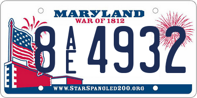 MD license plate 8AE4932