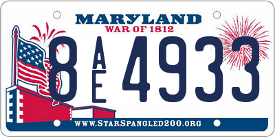 MD license plate 8AE4933
