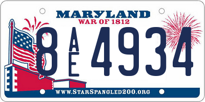 MD license plate 8AE4934