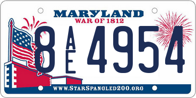 MD license plate 8AE4954