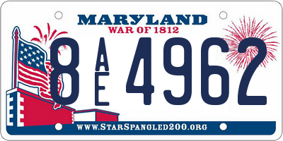MD license plate 8AE4962