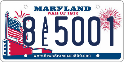 MD license plate 8AE5001