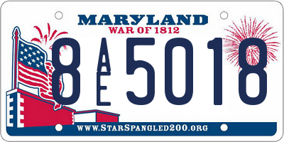 MD license plate 8AE5018