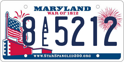 MD license plate 8AE5212