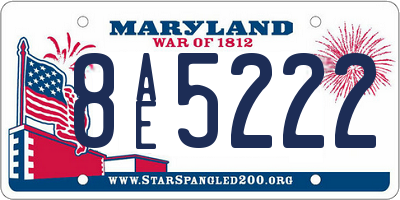 MD license plate 8AE5222