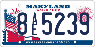 MD license plate 8AE5239