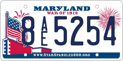 MD license plate 8AE5254