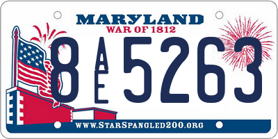 MD license plate 8AE5263