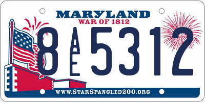 MD license plate 8AE5312