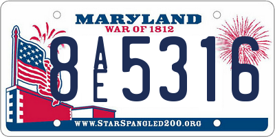 MD license plate 8AE5316