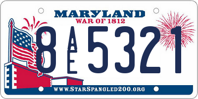 MD license plate 8AE5321