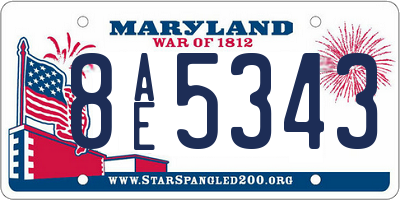 MD license plate 8AE5343