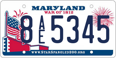 MD license plate 8AE5345