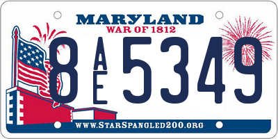 MD license plate 8AE5349
