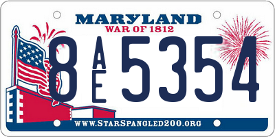 MD license plate 8AE5354