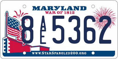 MD license plate 8AE5362