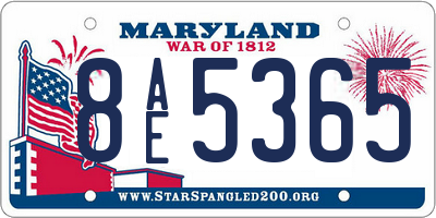 MD license plate 8AE5365