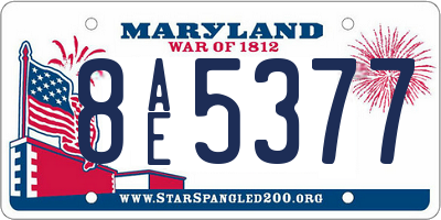 MD license plate 8AE5377