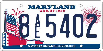 MD license plate 8AE5402